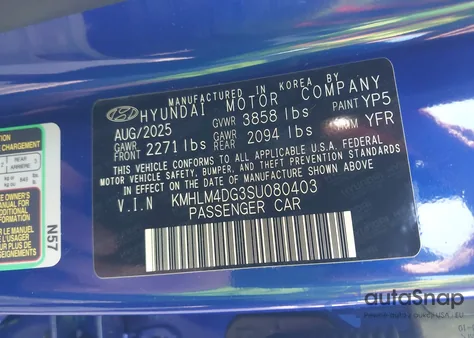 2025 Hyundai Elantra Sel Sport from USA, damaged, VIN KMHLM4DG3SU080403